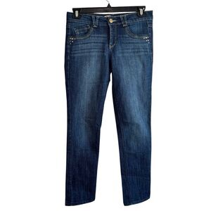Democracy Liberty Skinny Jean Sz 6 Stretch Denim Straight Leg Embellished Jewel
